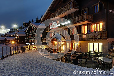 Winter chalet hotel in Switzerland