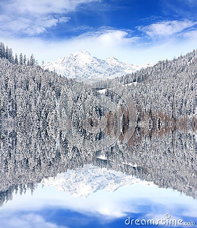 Winter scene in mountains