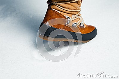 Winter shoe footprint in snow