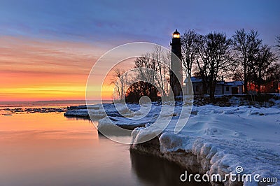 Winter Sunrise Point Aux Barques Lighthouse
