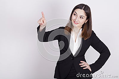 Woman with active expressions pointing
