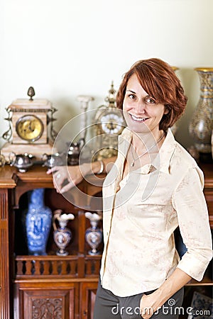 Woman with antique collection