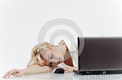 Woman asleep at work