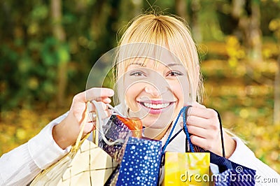 Woman with bags after shopping