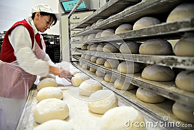 Woman baking bread