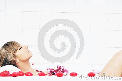 Woman bath flower