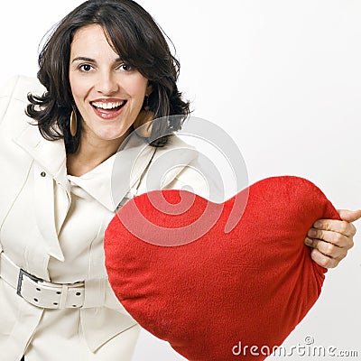 Woman with a big red heart