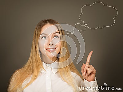 Woman at the Blackboard with Think Bubble