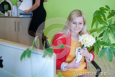 Woman business office work manager flower