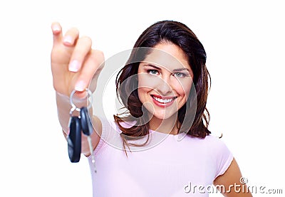 Woman with a car keys.