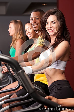 Woman on cardio machine