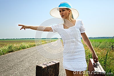 Woman with cash stops the car