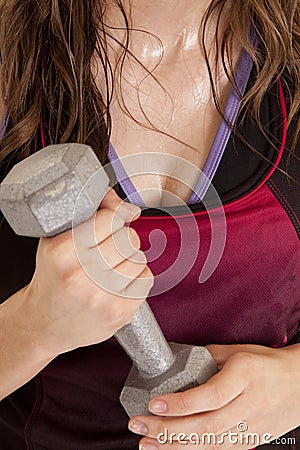 Woman chest weight sweat