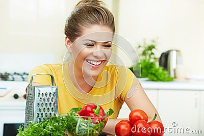Woman cooking healthy food