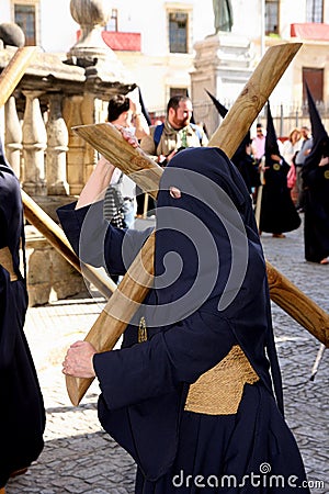 Woman & crucifix, Easter procession in Spain