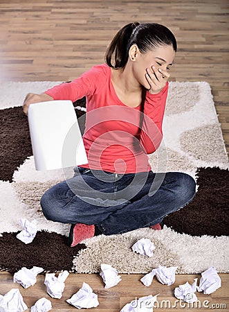 Woman Crying, Reading Letter