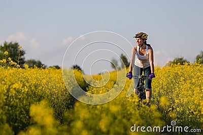 Woman is cycling