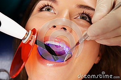 Woman at dentist s surgery