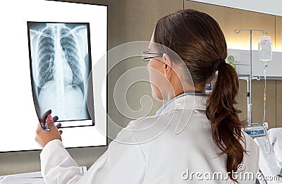 Woman Doctor Looking at X-Ray Radiography