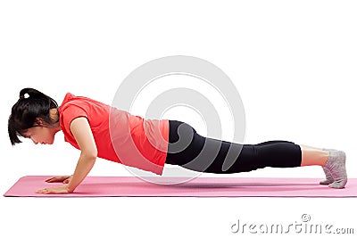 Woman doing push up workout