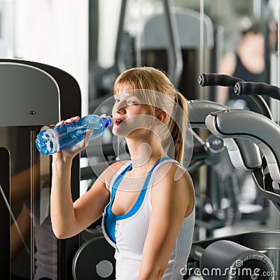 Woman Drink Water At Fitness Machine Royal