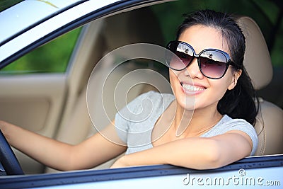 Woman driver driving car