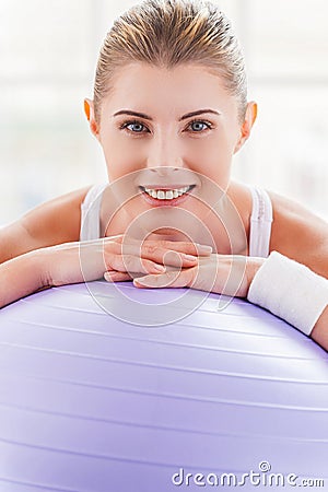 Woman with exercise ball.