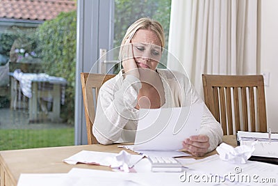 Woman in financial stress