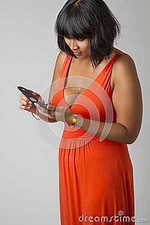 Woman with flip phone