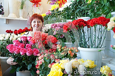 Woman in flowers shop