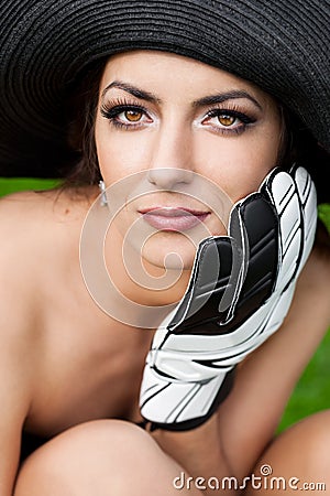 Woman with Football Glove
