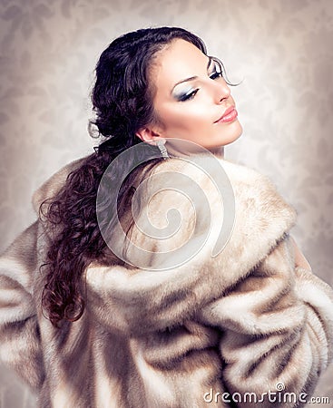 Woman in Fur Mink Coat