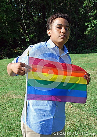 Woman with Gay Pride Flag 1