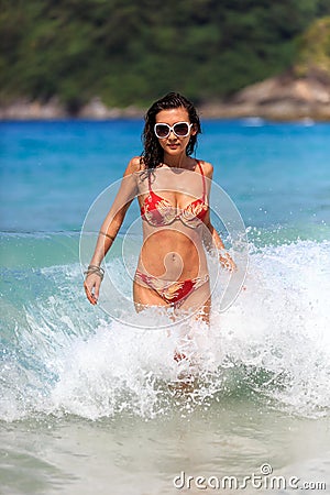 Woman going for a swim in Thailand waters