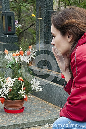 Woman at grave