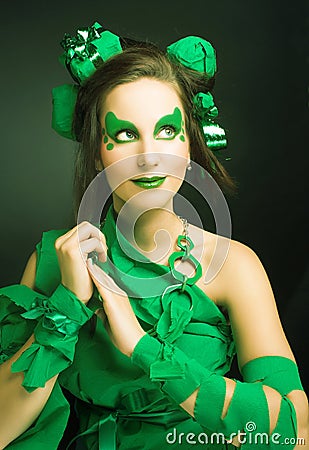 Woman in green.
