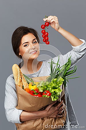 Woman with grocery bag