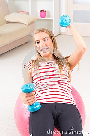 Woman with gym ball