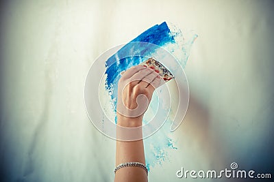 Woman hand painting