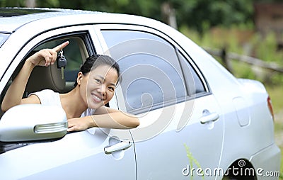 Woman happy with first car