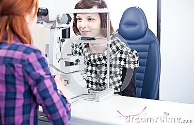 Woman having her eyes examined by an eye doctor