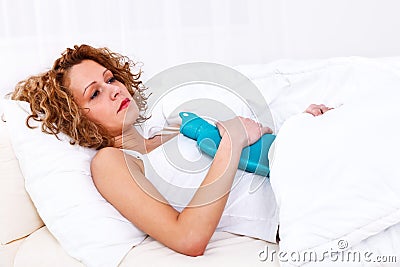 Woman having stomach pain