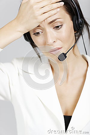 Woman with headset.