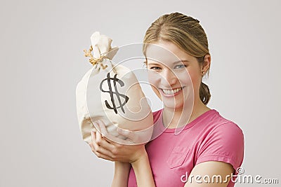 Woman Holding Money Bag