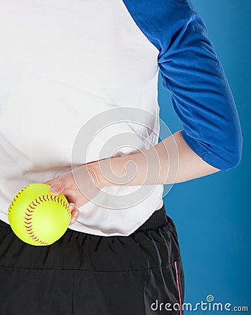 Woman holding softball