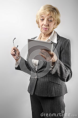 Woman holding a tablet pc