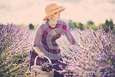 Woman in lavender field