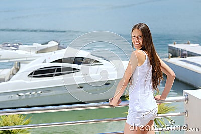 Woman on luxury yacht