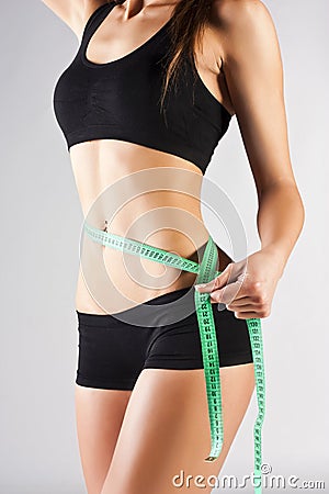 Woman measuring perfect body, concept