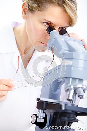 Woman with microscope